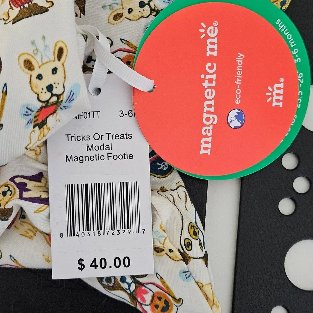 Magnetic Me Tricks or Treats Halloween Modal One Piece Footie 3-6M Dogs NEW